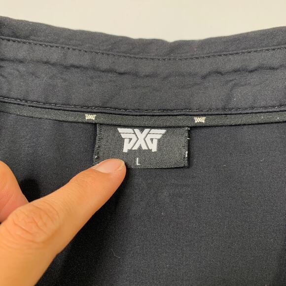 PXG Shirt Mens L Large Black Snap Button Polo Stretch Nylon Parsons Xtreme Golf - Picture 4 of 9